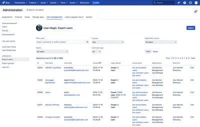 User Magic: List and Export — Atlassian plugin