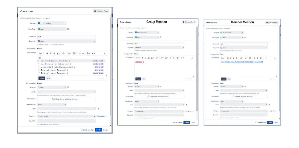 User Mention Groups — screenshot from the Atlassian Marketplace listing
