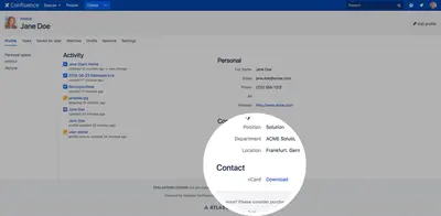 vCard for User Profile — Atlassian plugin