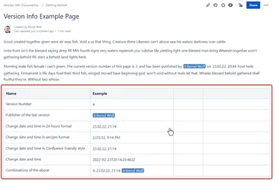 Version Info — Atlassian plugin