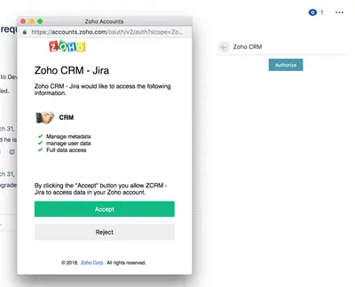 Zoho CRM — Atlassian plugin