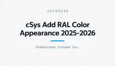 cSys Add RAL Color Appearance 2025-2026 — Autodesk plugin
