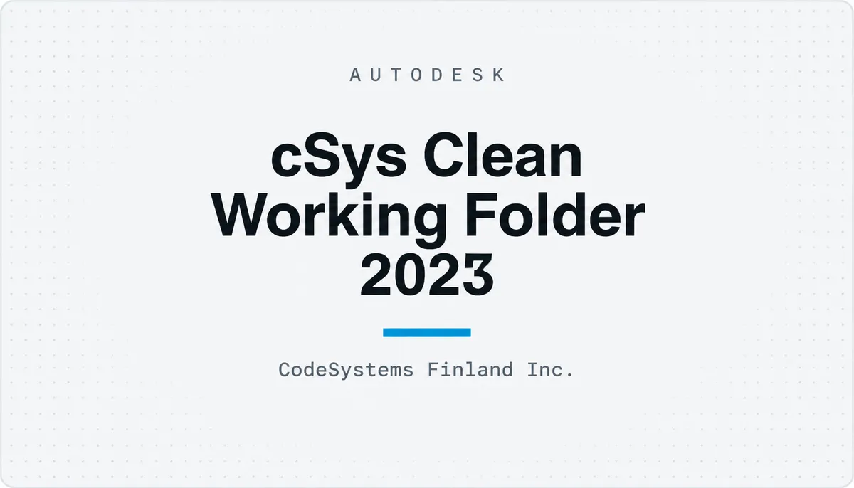 cSys Clean Working Folder 2023 — cover image