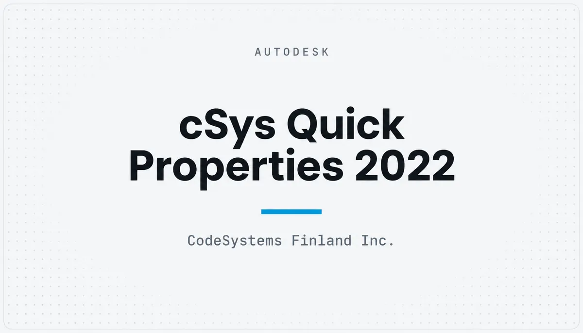 cSys Quick Properties 2022 — cover image