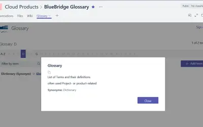 BlueBridge Glossary — Microsoft 365 plugin