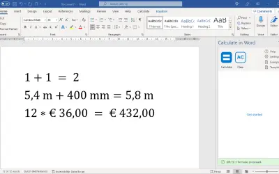 Calculate in Word — Microsoft 365 plugin