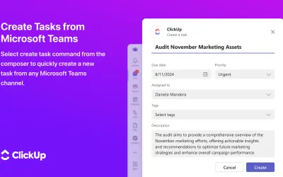 ClickUp — Microsoft 365 plugin