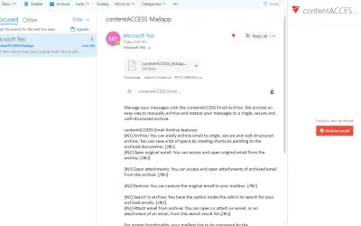 contentACCESS Email Archive — Microsoft 365 plugin