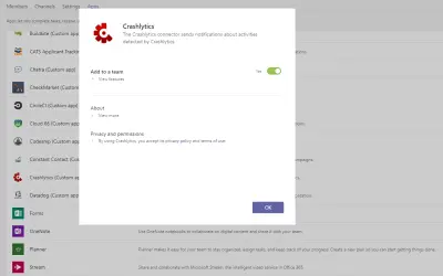 Crashlytics — Microsoft 365 plugin