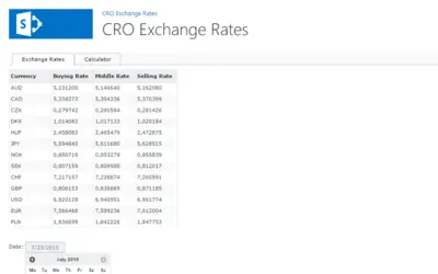 CRO Exchange Rates — Microsoft 365 plugin