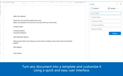 Curly - from Template to Document — Microsoft 365 plugin