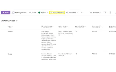 Data Simulator — Microsoft 365 plugin