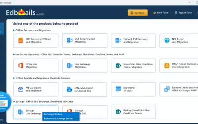 EdbMails Software for Exchange Server Backup and Restore — Microsoft 365 plugin