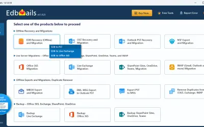 EdbMails software for Exchange Server Recovery — Microsoft 365 plugin