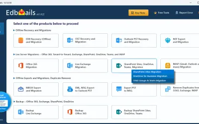 EdbMails Software for Microsoft Teams Migration — Microsoft 365 plugin