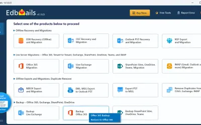 EdbMails Software for Office 365 Backup and Restore — Microsoft 365 plugin