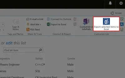 ExportselecteditemstoExcel — Microsoft 365 plugin
