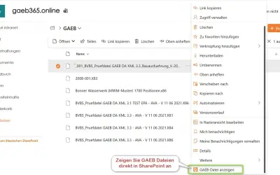 GAEB365 Viewer — Microsoft 365 plugin