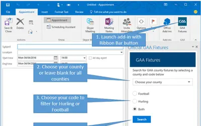 Gaelic Athletic Association Fixtures — Microsoft 365 plugin