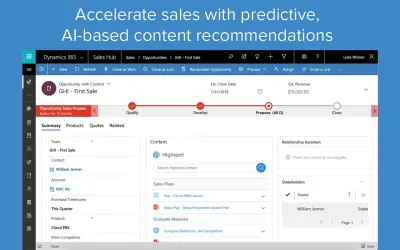 Highspot for Dynamics 365 — Microsoft 365 plugin