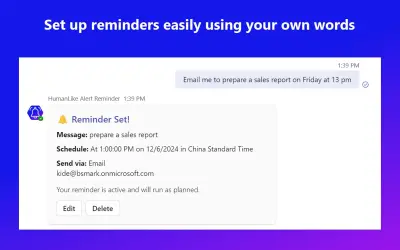 HumanLike Alert Reminder — Microsoft 365 plugin
