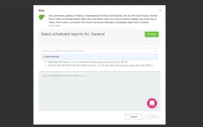 Kiwi - Reporting Automation for Tableau — Microsoft 365 plugin