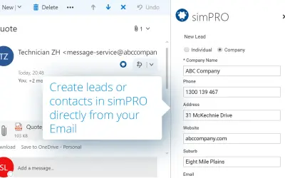 Mail Integration for simPRO — Microsoft 365 plugin