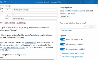 MailMerge365 - Personalized mass email — Microsoft 365 plugin