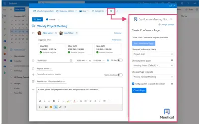 Meetical for Confluence — Microsoft 365 plugin
