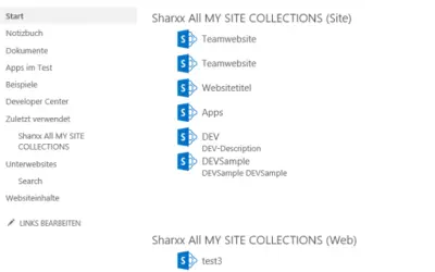 Sharxx All MY SITE COLLECTIONS — Microsoft 365 plugin