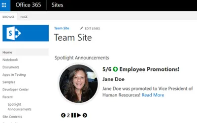 Spotlight Announcements Slider for SharePoint — Microsoft 365 plugin