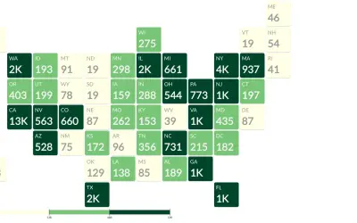 Supermetrics Charts – Tile grid map — Microsoft 365 plugin