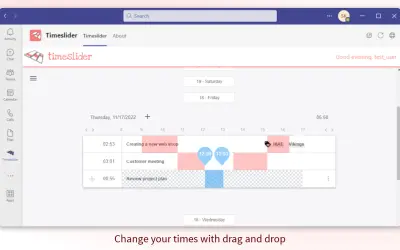 Timeslider - Time tracking — Microsoft 365 plugin