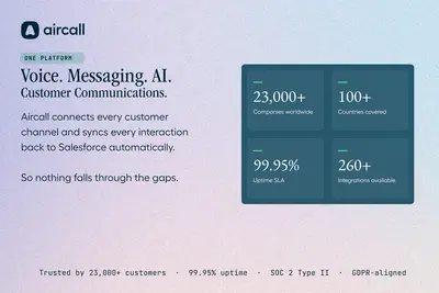 Aircall CTI for Salesforce: Calling, SMS, WhatsApp, Analytics & AI — Salesforce plugin