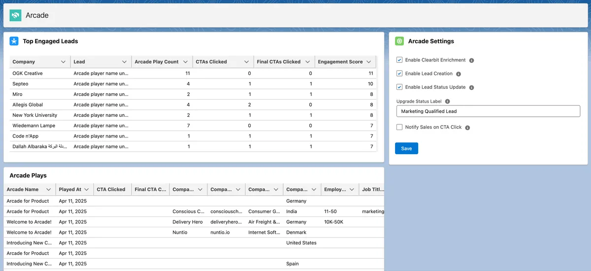 Arcade Salesforce — screenshot from the Salesforce AppExchange listing