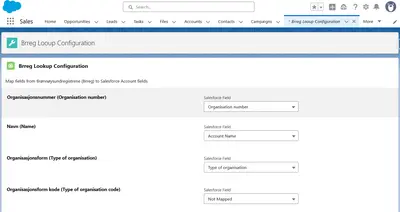 Brønnøysund Integration (Register of Business Enterprises in Norway) — Salesforce plugin
