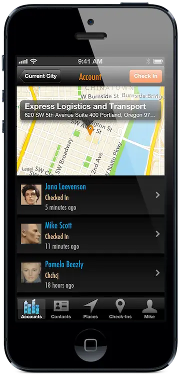 Check-Ins for iPhone — Salesforce plugin