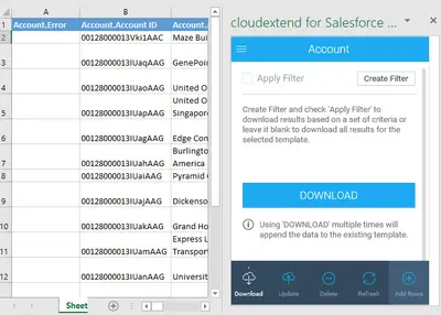 CloudExtend ExtendInsights: Excel Salesforce Integration — Salesforce plugin