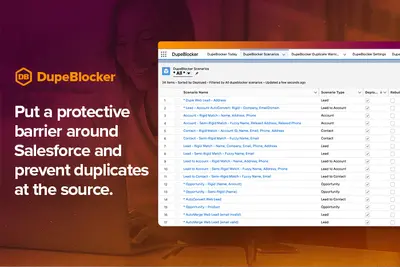DupeBlocker: enterprise duplicate prevention — Salesforce plugin