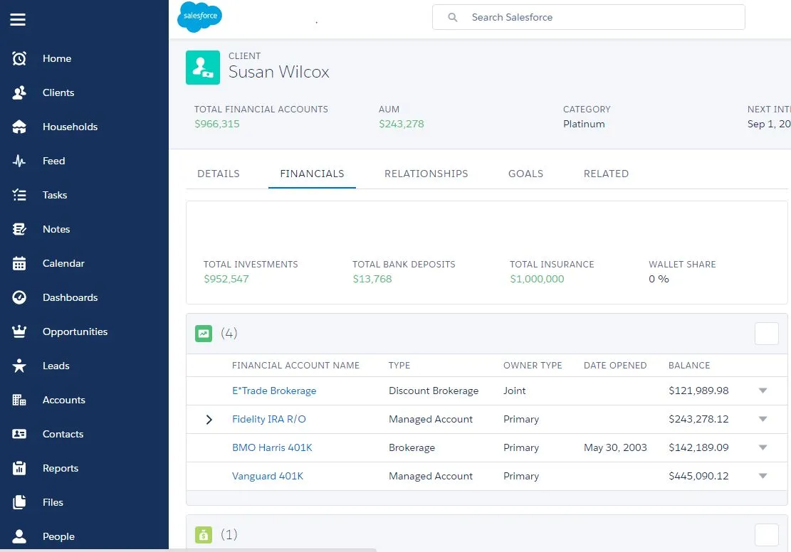 Envestnet | Yodlee Aggregation for Salesforce Financial Services Cloud — screenshot from the Salesforce AppExchange listing