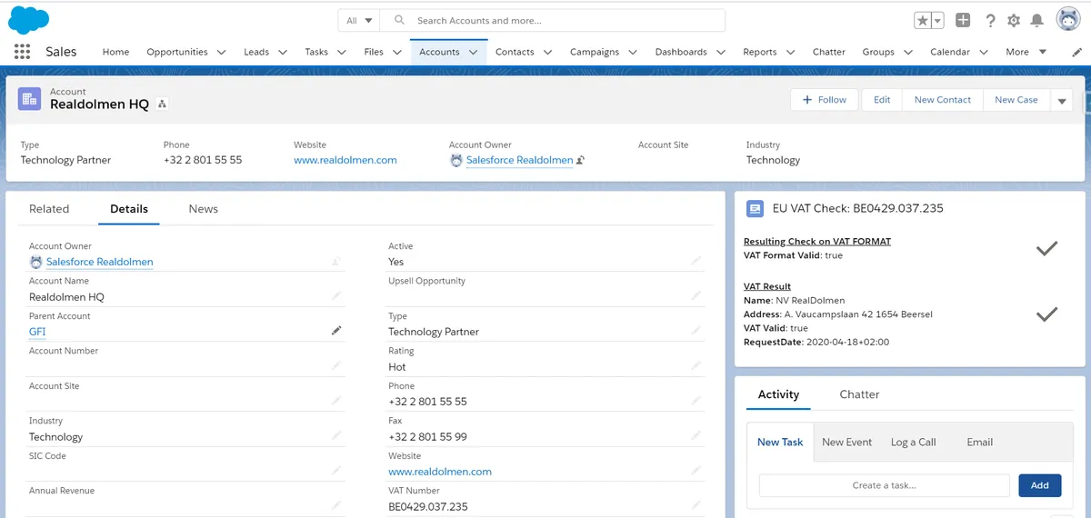 EU VAT Check — screenshot from the Salesforce AppExchange listing