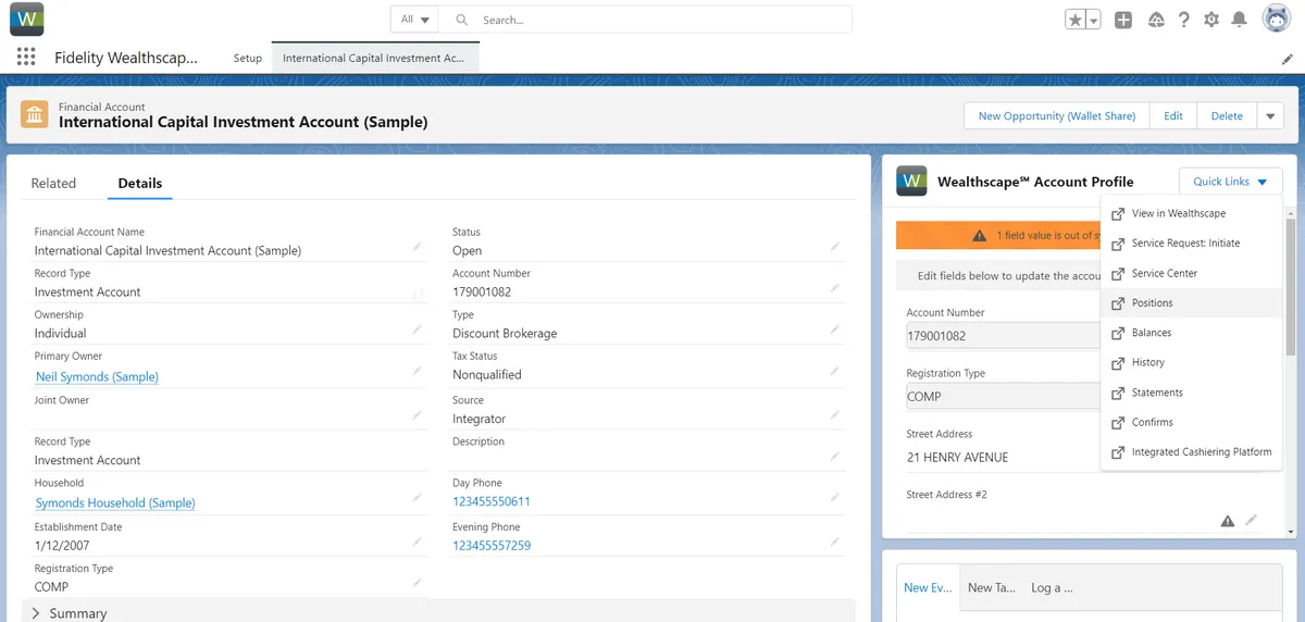 Fidelity Integration for Salesforce — screenshot from the Salesforce AppExchange listing