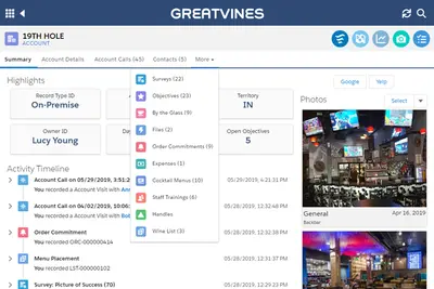 GreatVines Beverage Sales Execution Platform - CRM, Analytics, Surveys, and More — Salesforce plugin