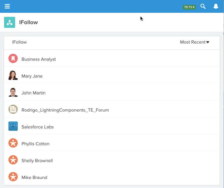I Follow — screenshot from the Salesforce AppExchange listing