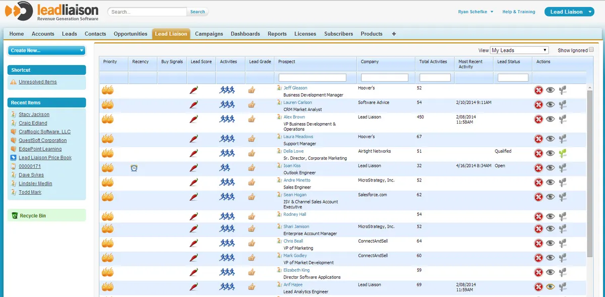 Lead Liaison Briefcase - Sales Insight and Lead Prioritization — screenshot from the Salesforce AppExchange listing