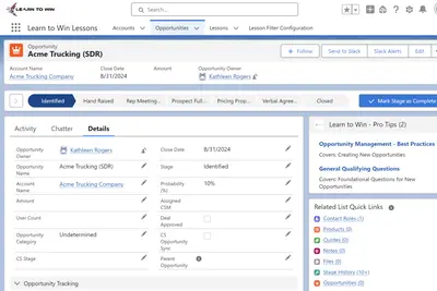 Learn to Win - Salesforce Integration — Salesforce plugin