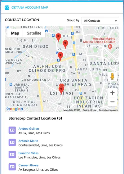 Oktana Account Map — Salesforce plugin