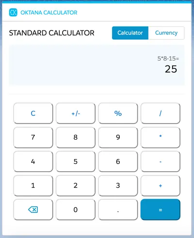Oktana Calculator and Currency Converter — Salesforce plugin