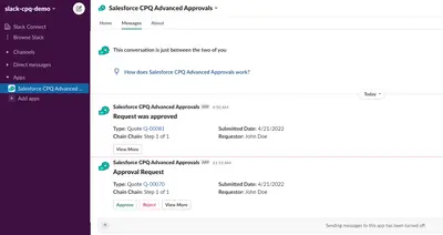 Salesforce CPQ Advanced Approvals Slack App — Salesforce plugin