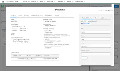 World-Check Customer Risk Screener — Salesforce plugin